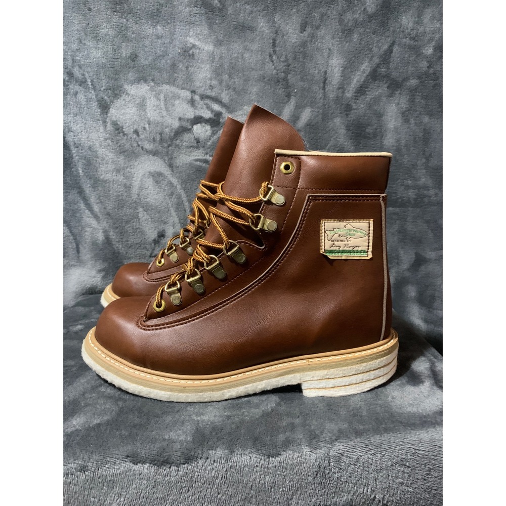 Weinbrenner USA Mens 7 Gary Borger Felt Sole Fly Fishing Wading Boots Brown Vtg